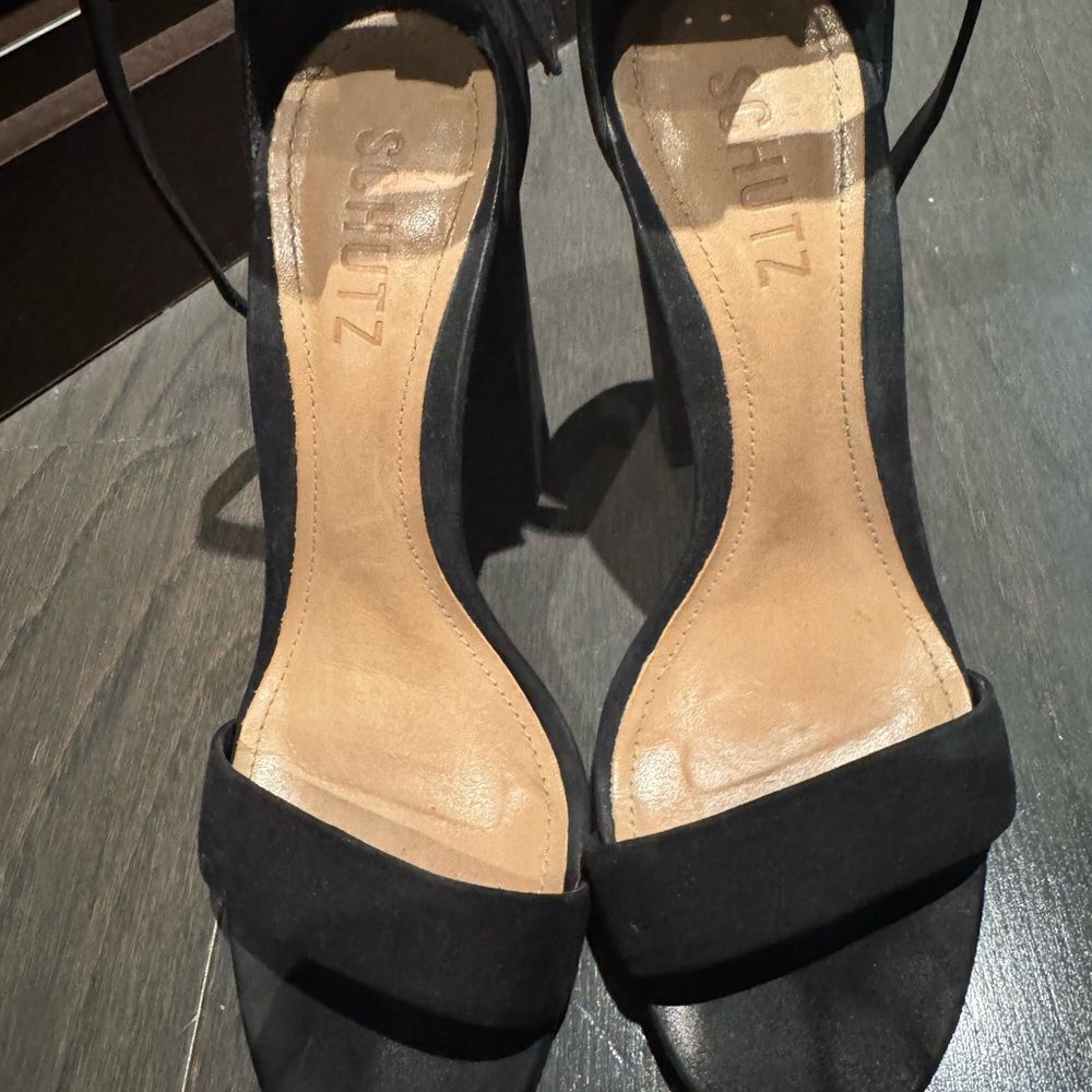 SCHUTZ Black Heels with Strappy Design and Stiletto Heel